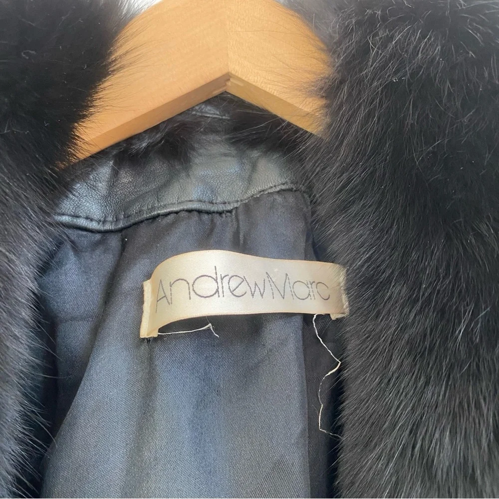 Andrew Marc Vintage Leather Jacket with Fur M - Picture 5 of 11